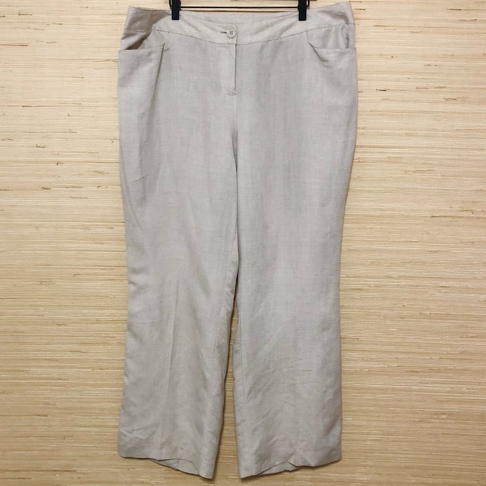 Women's Oatmeal Beige Linen Blend Trouser Pants Size 20